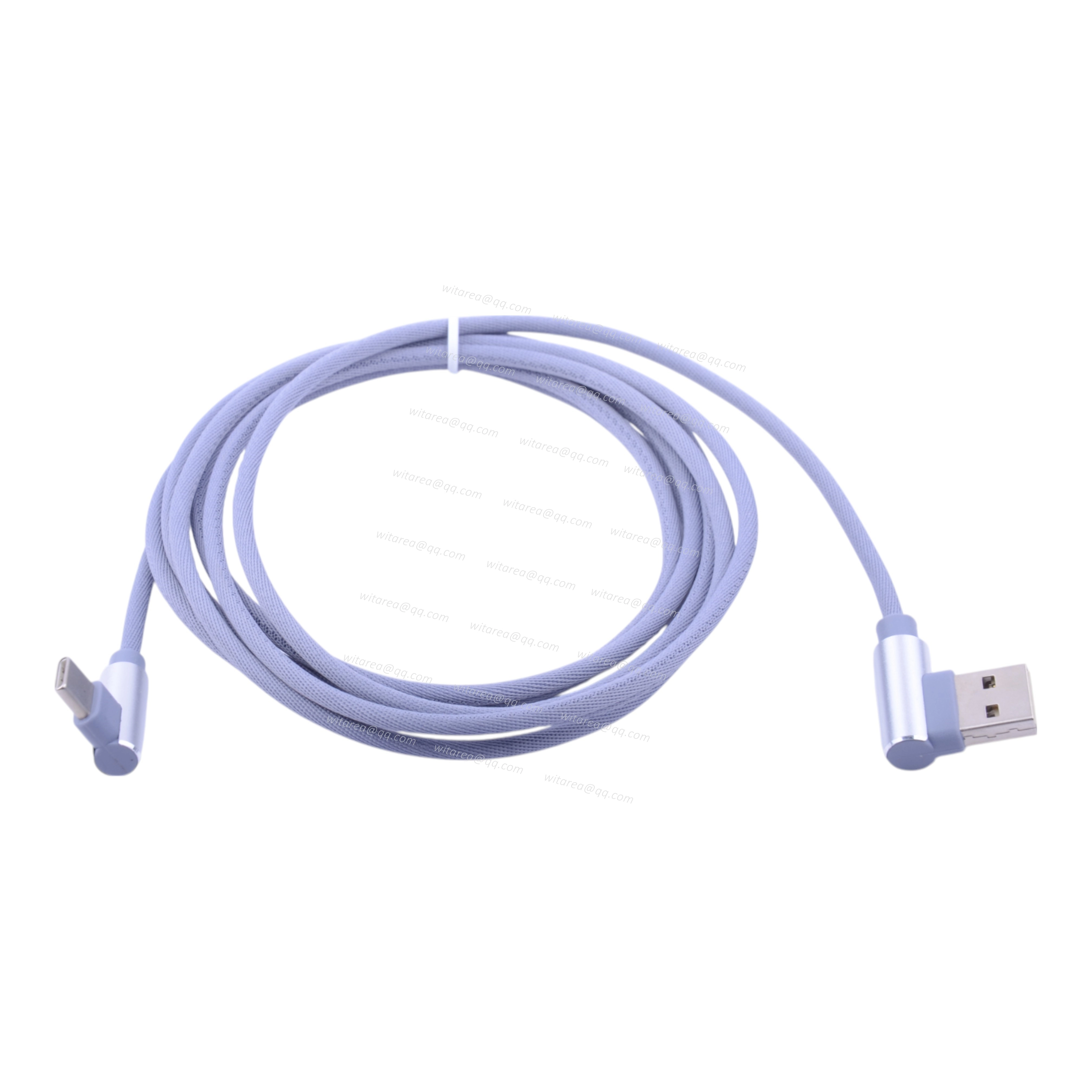 Angled USB AM To Angled Type C Cable With Fabric Braiding