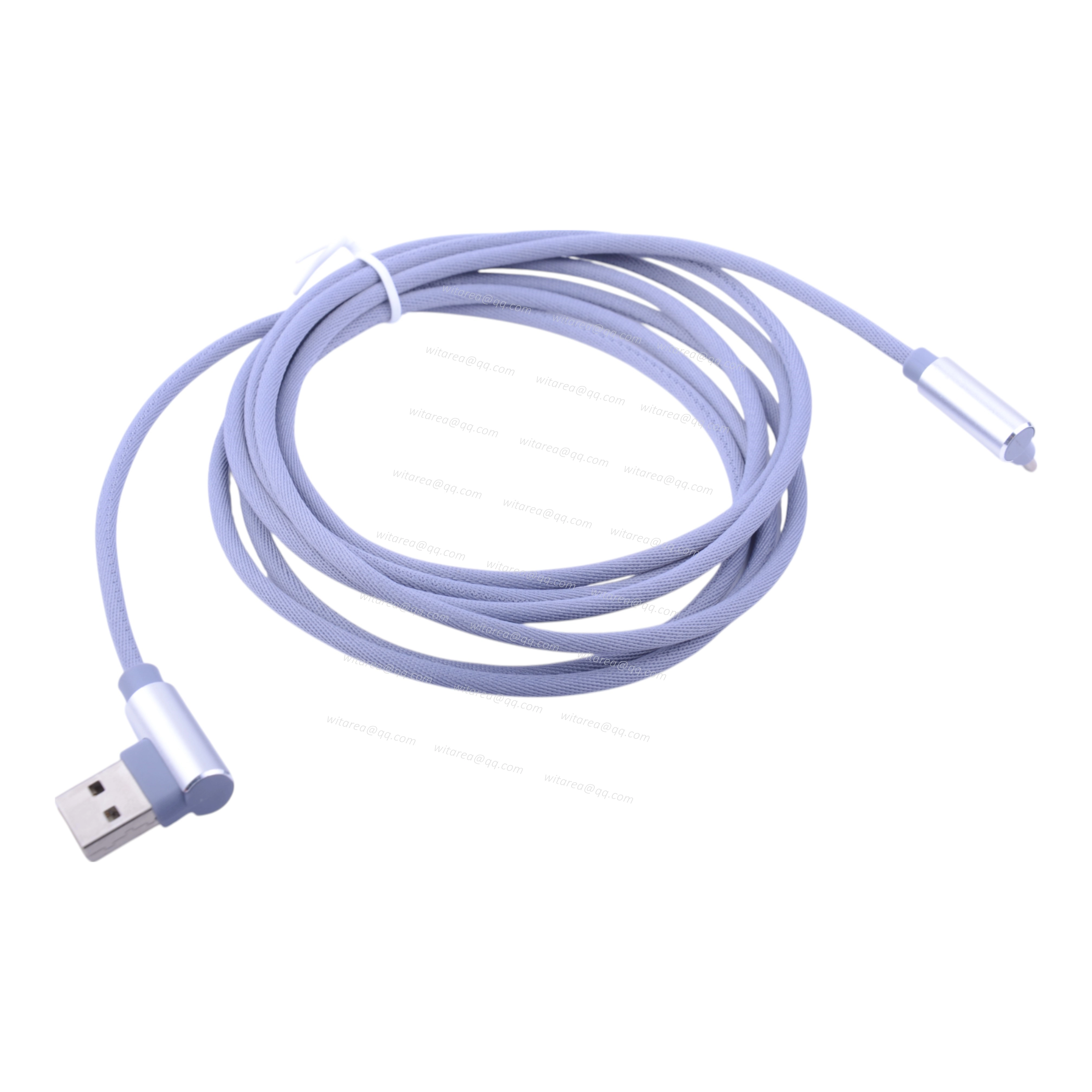 Angled USB AM To Angled Type C Cable With Fabric Braiding