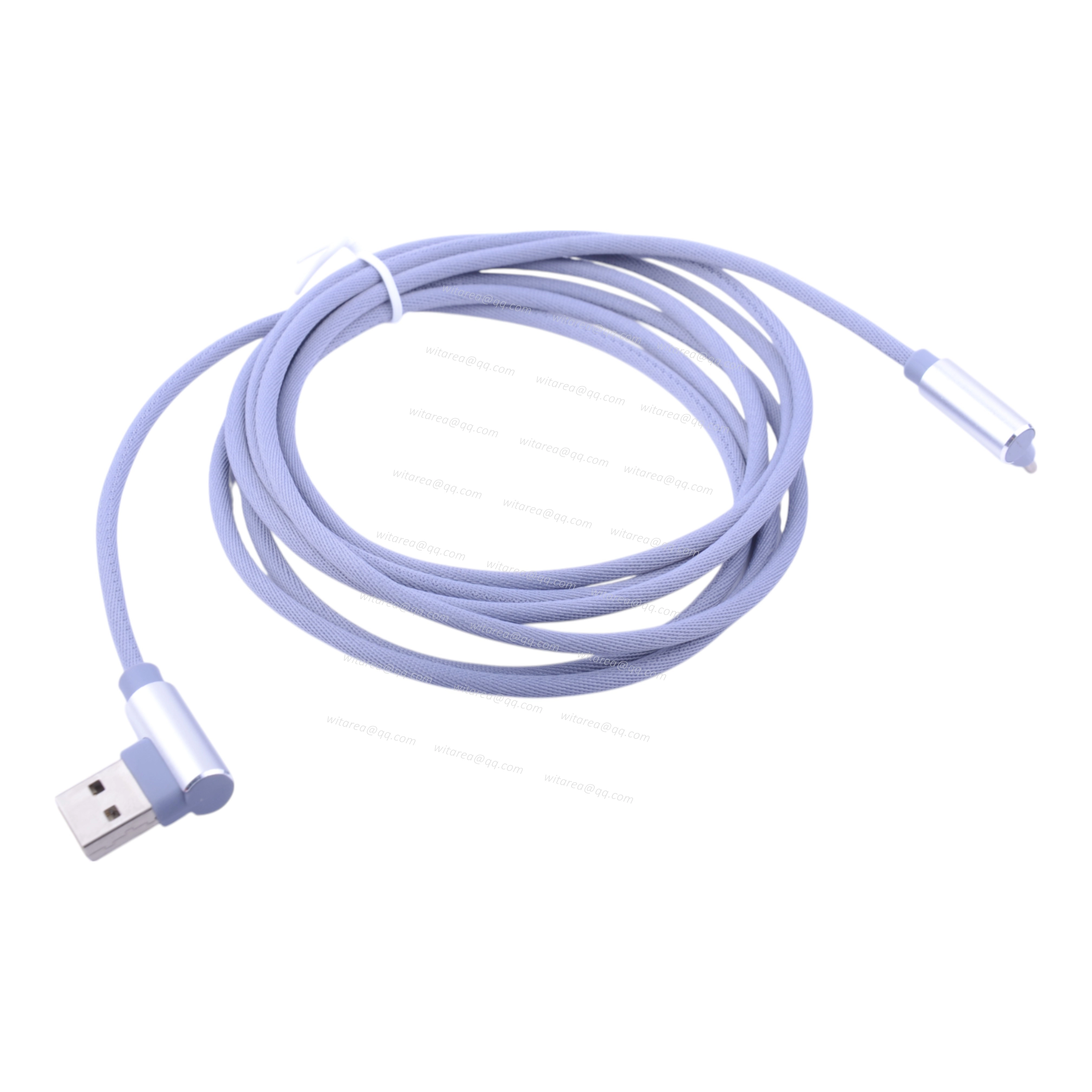 Angled USB AM To Angled Type C Cable With Fabric Braiding