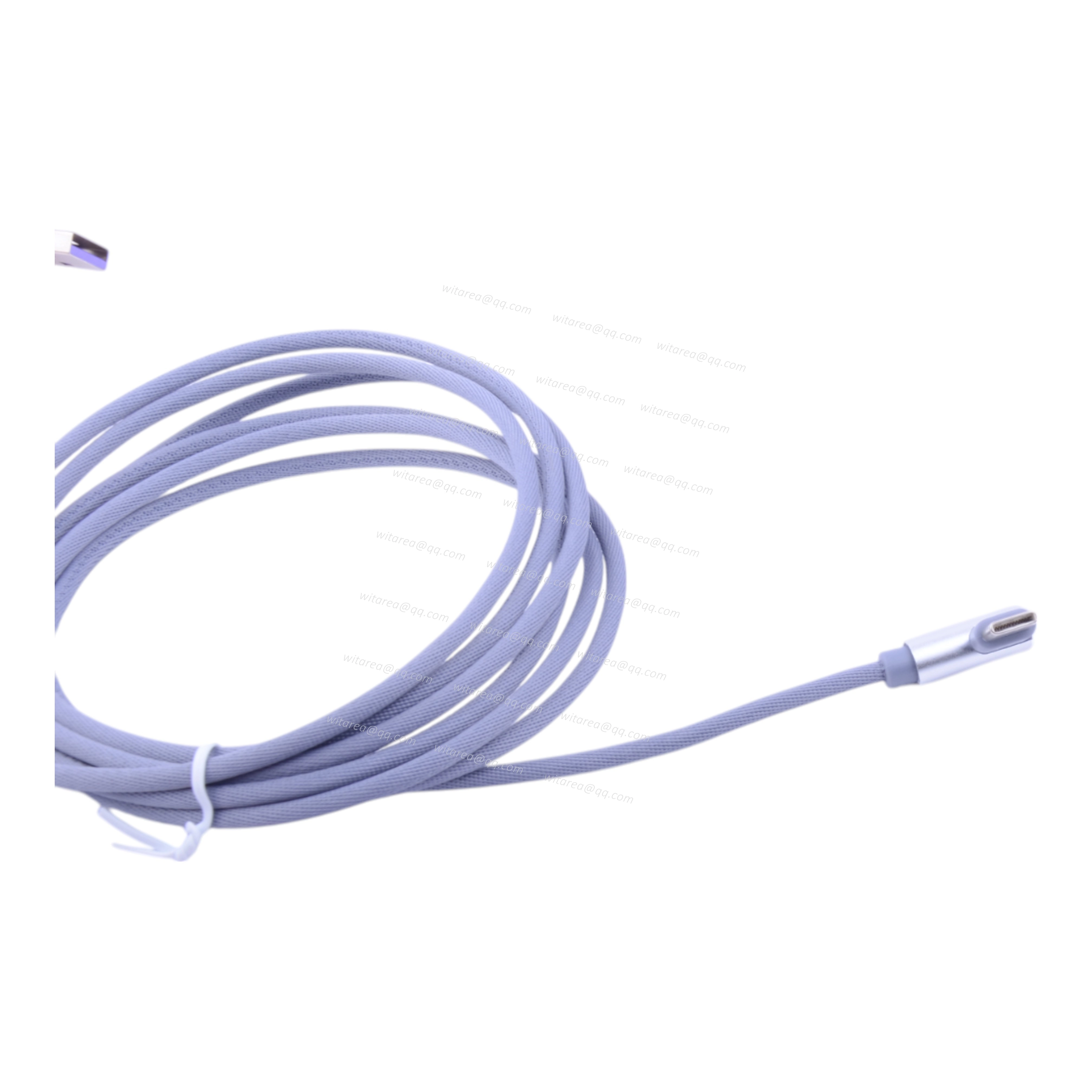 Angled USB AM To Angled Type C Cable With Fabric Braiding