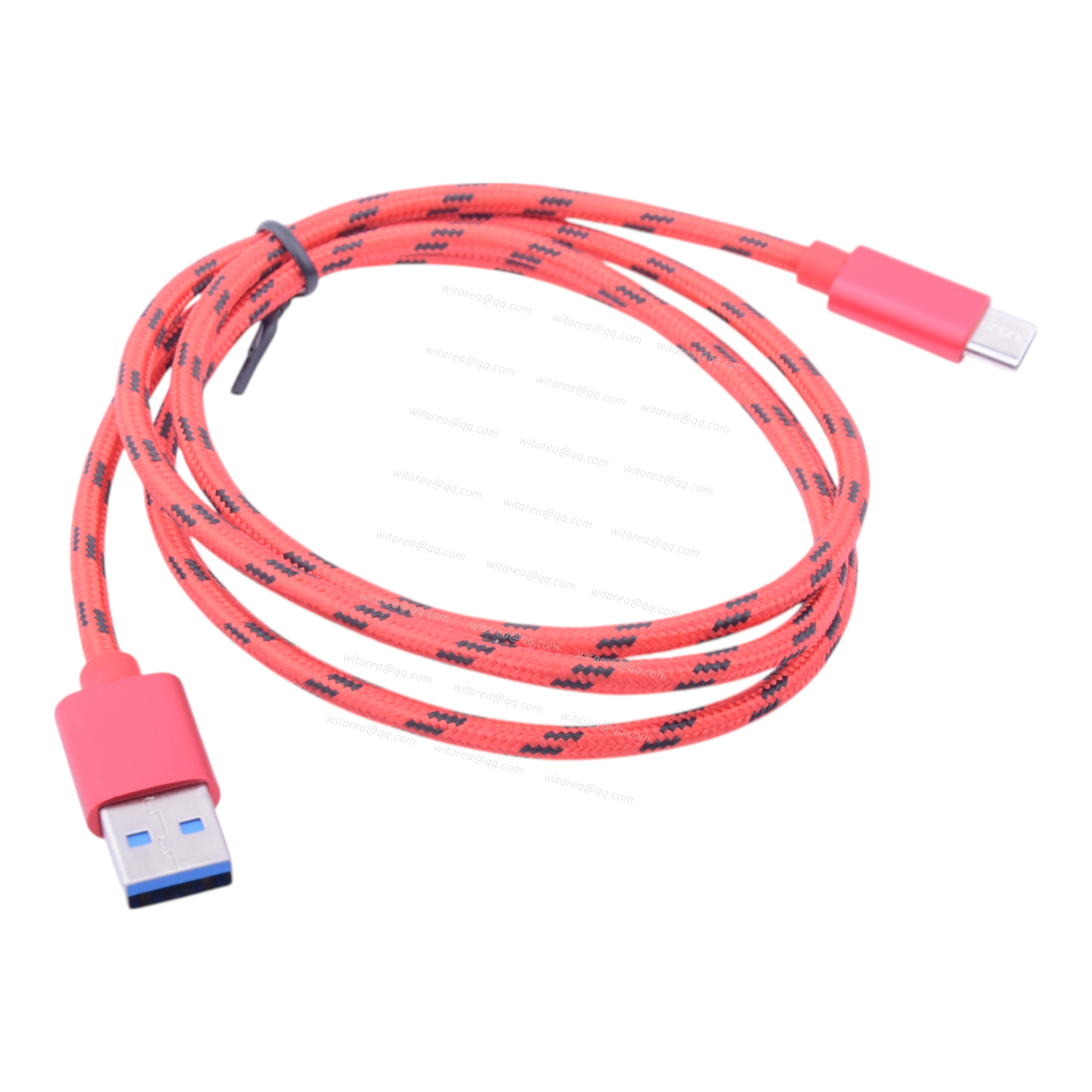 Red Fabric Braided USB 3.0 Type A To C Cable