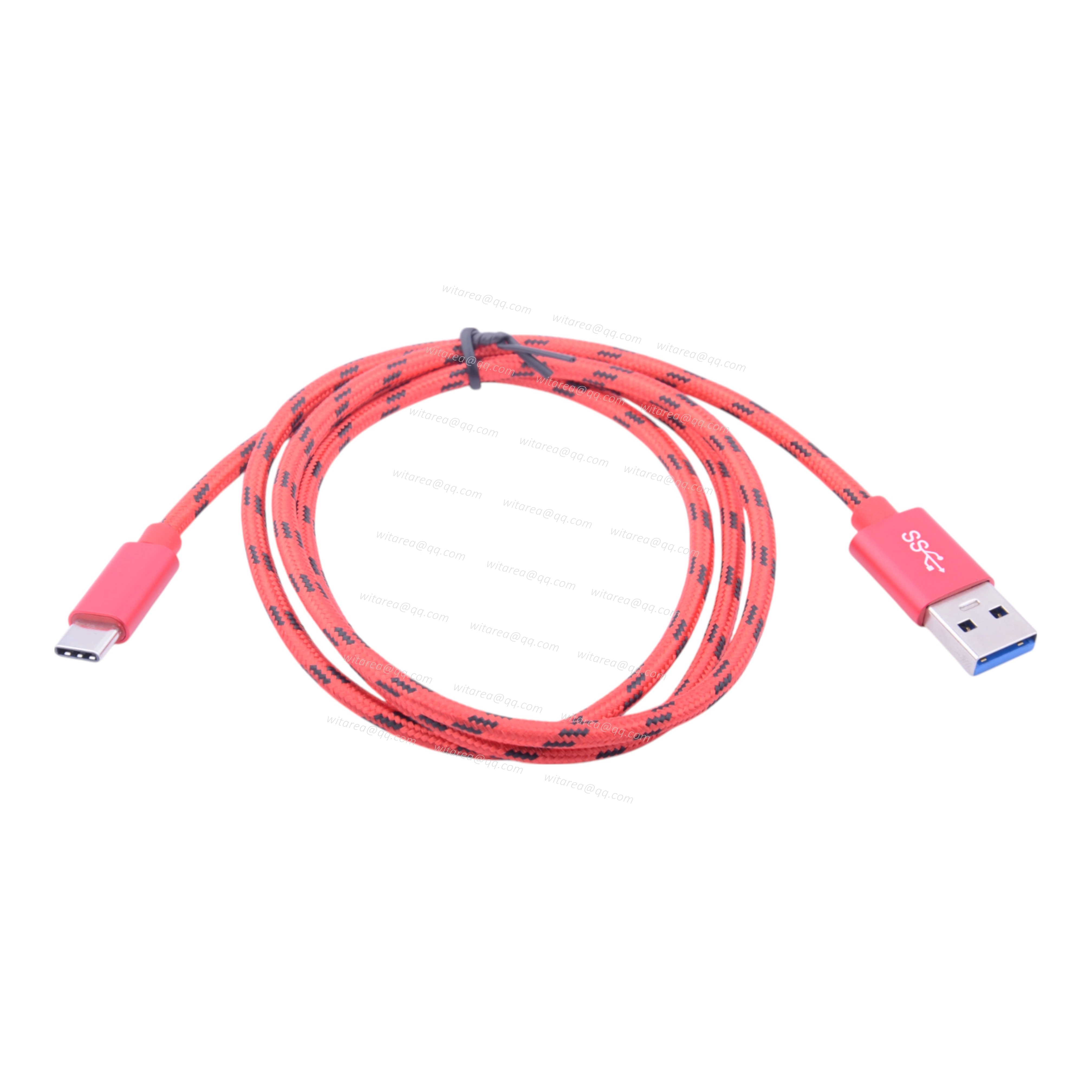 Red Fabric Braided USB 3.0 Type A To C Cable