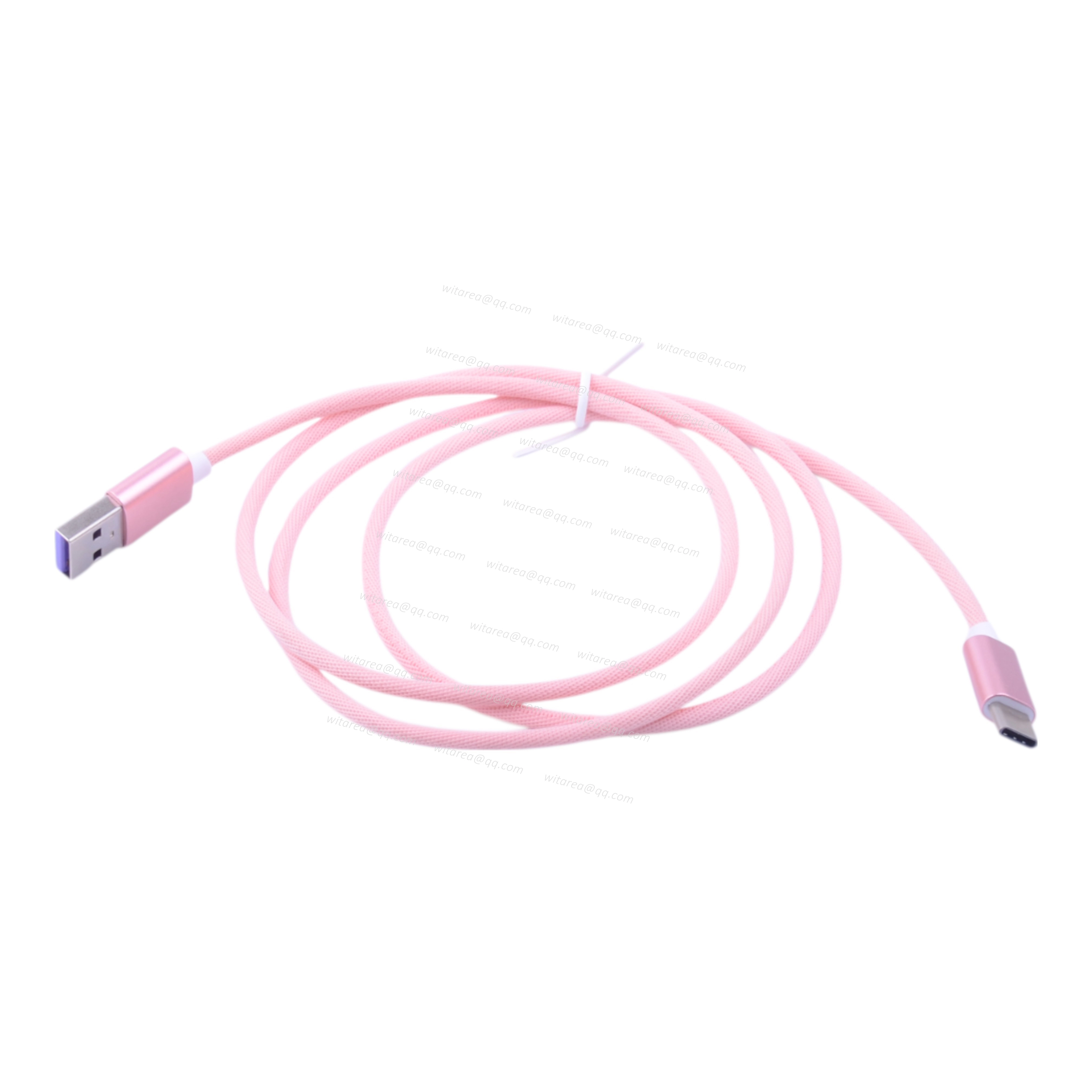Pink Braided USB 2.0 Type A To Type C Cable