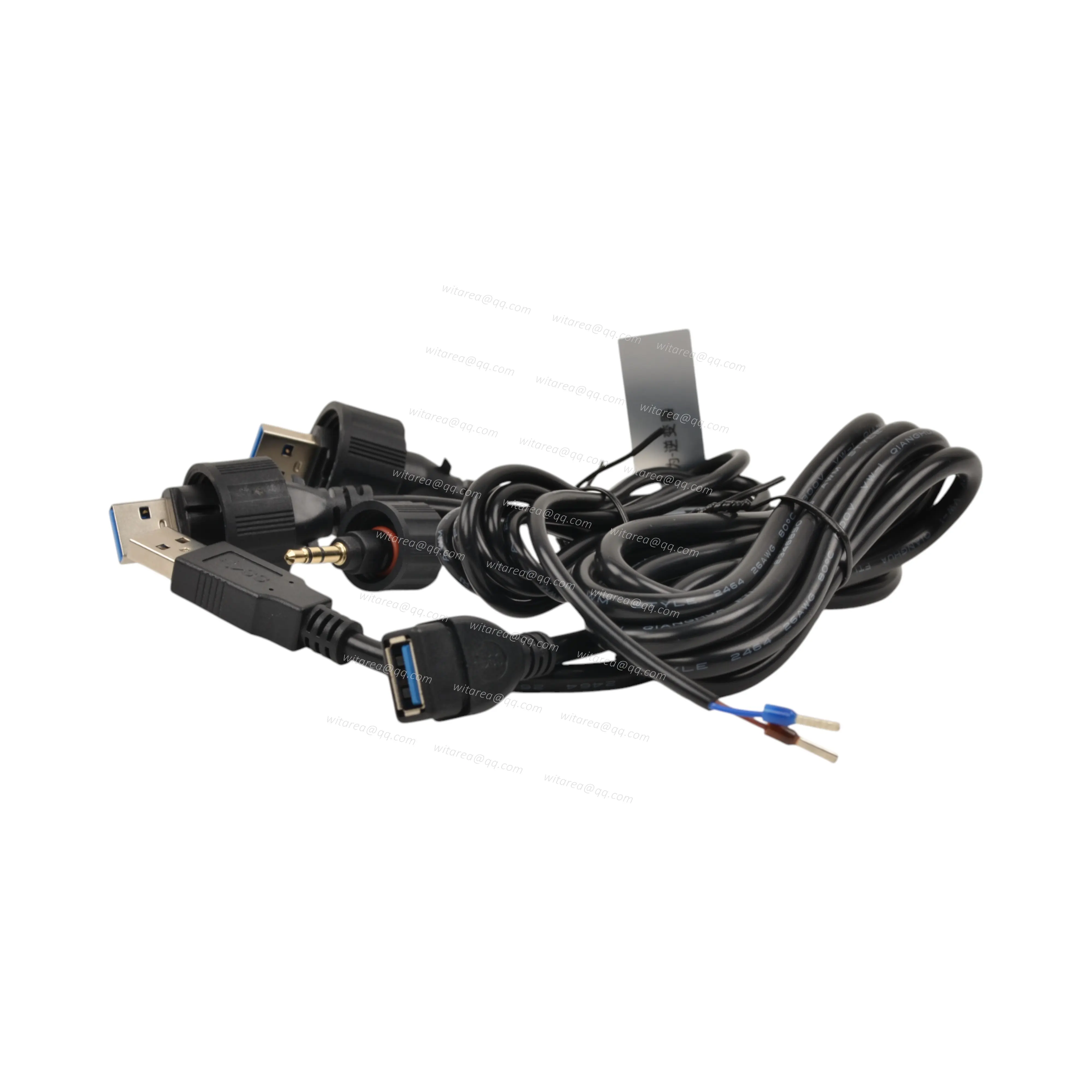 Waterproof USB 3.0 AM to AF Extension Cable with 3.5mm Audio Jack