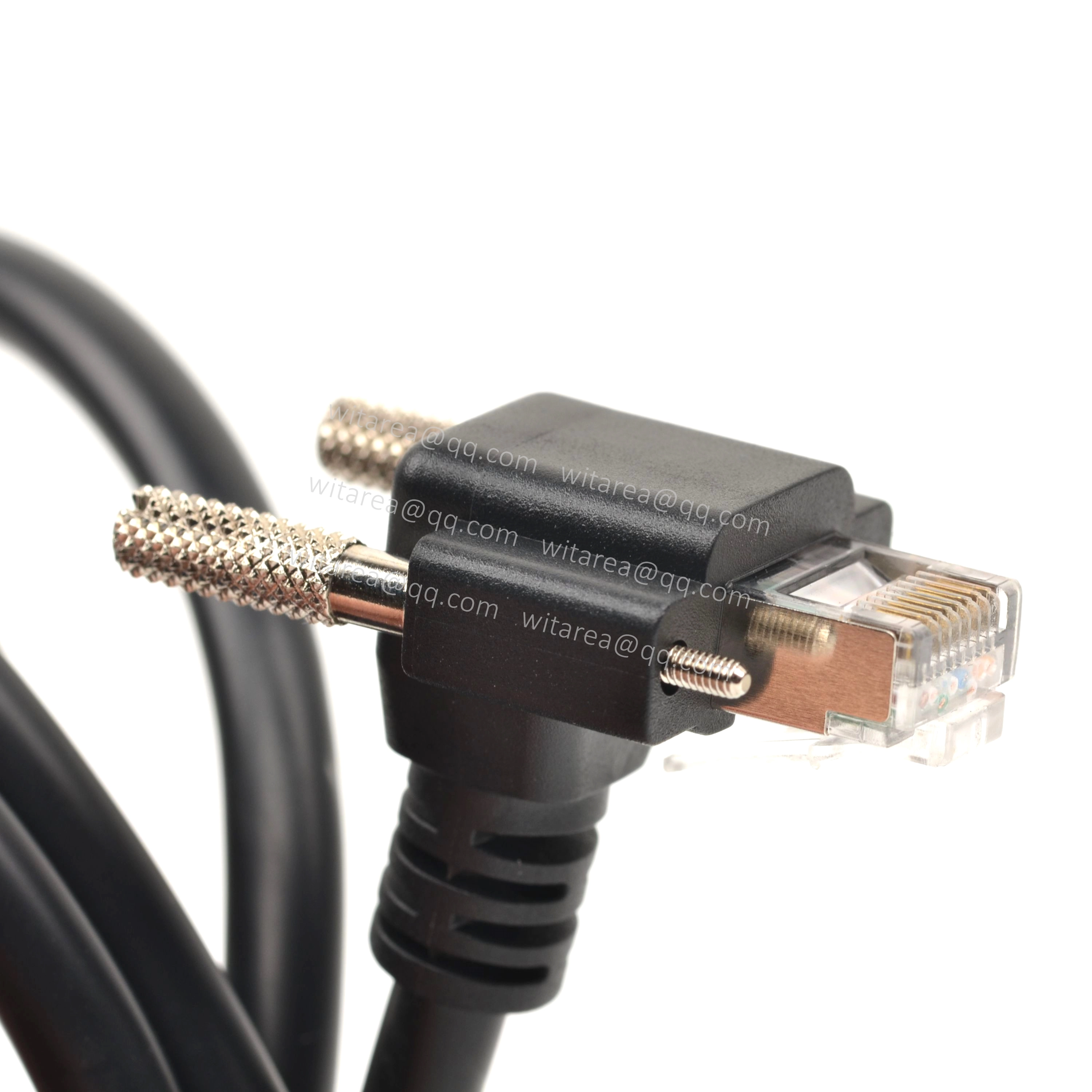 L-Shape Cat 8 Ethernet Cable with dual screw locking