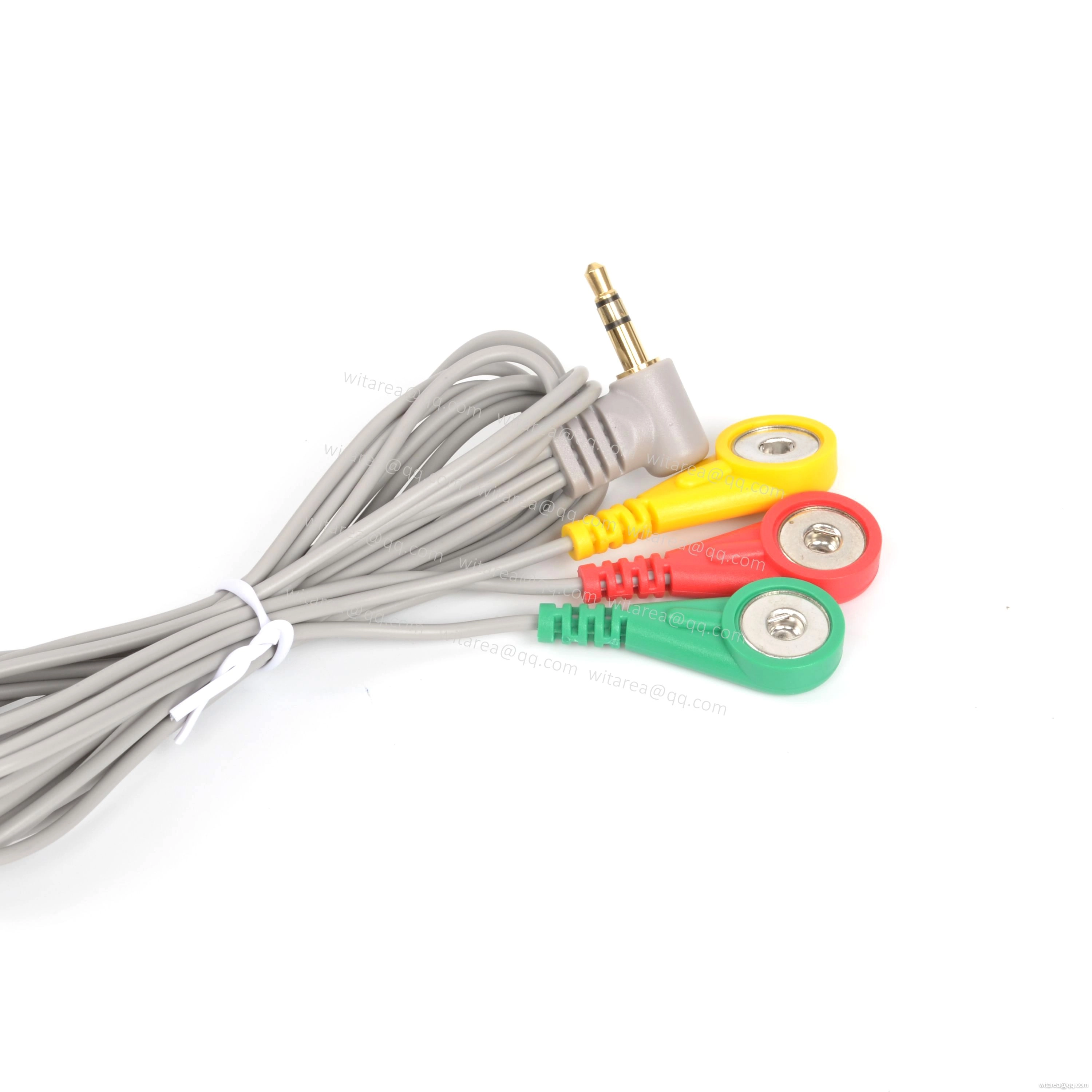 Audio Jack 3.5mm TRS To 3 ECG Snap electrodes Cable