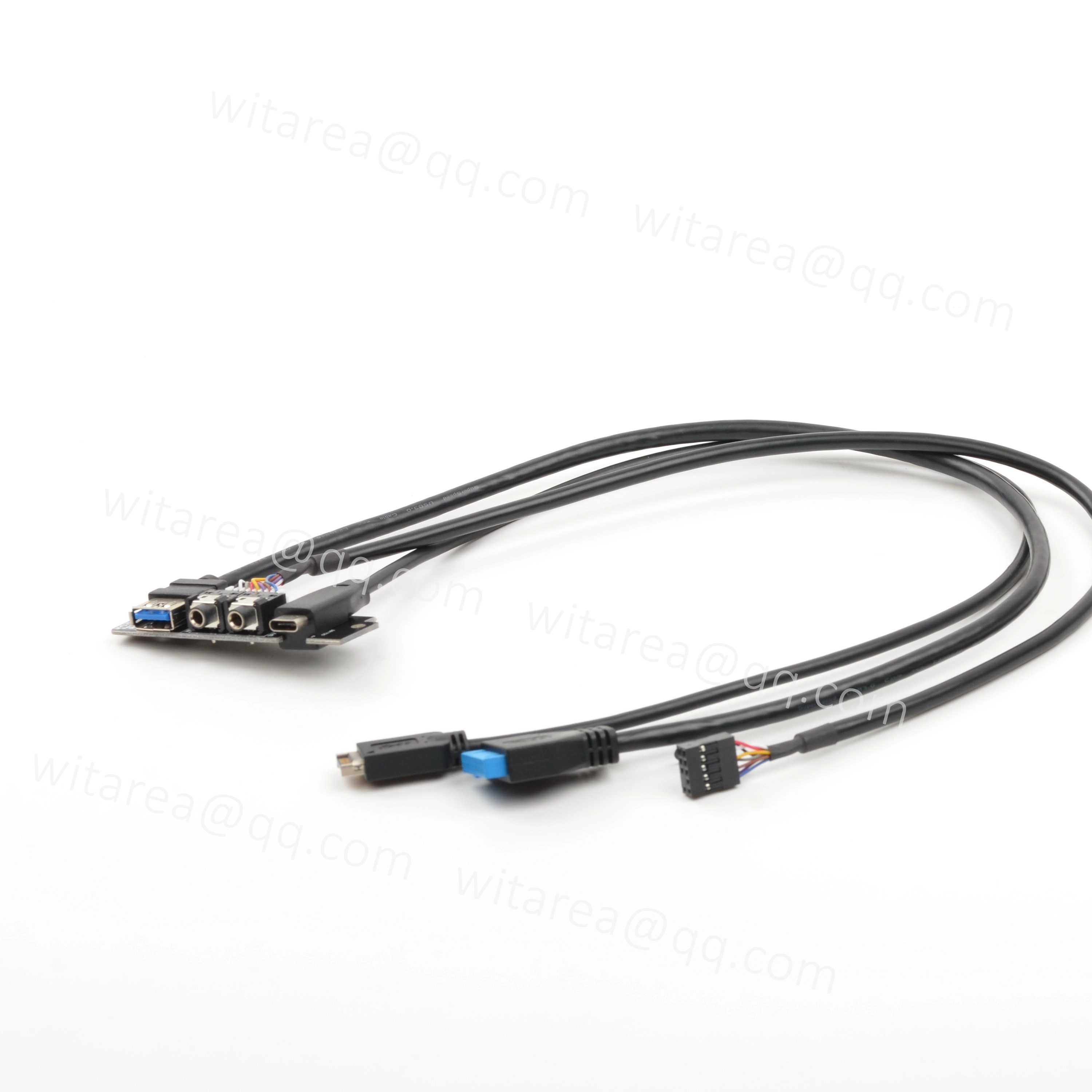 USB 3.1 Type-E 20Pin To USB-A USB-C 3.5mm Audio Panel Mount Cable Harness