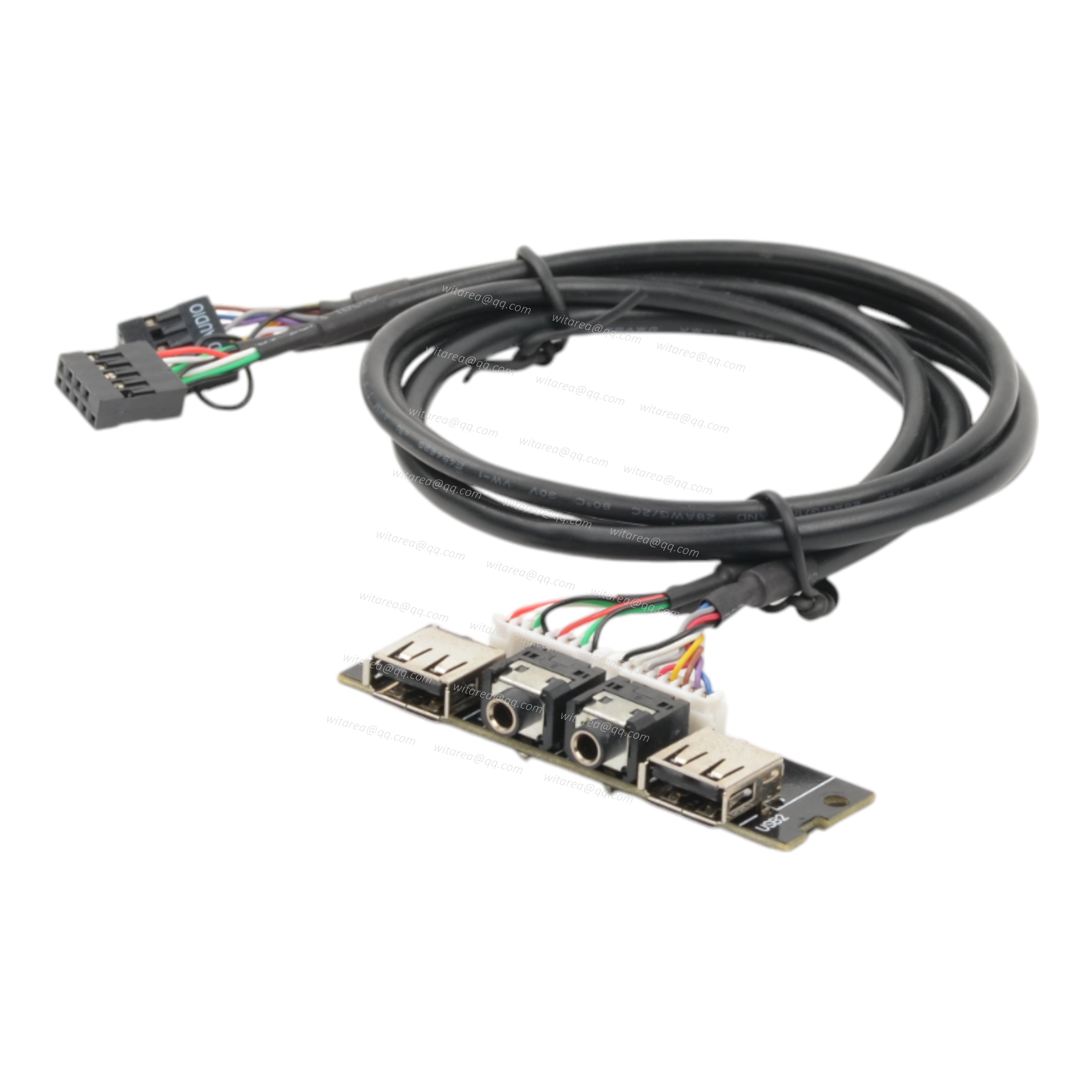 Dual USB 2.0 AF & Dual Audio Plug PC Front Panel I/O Cable Assembly