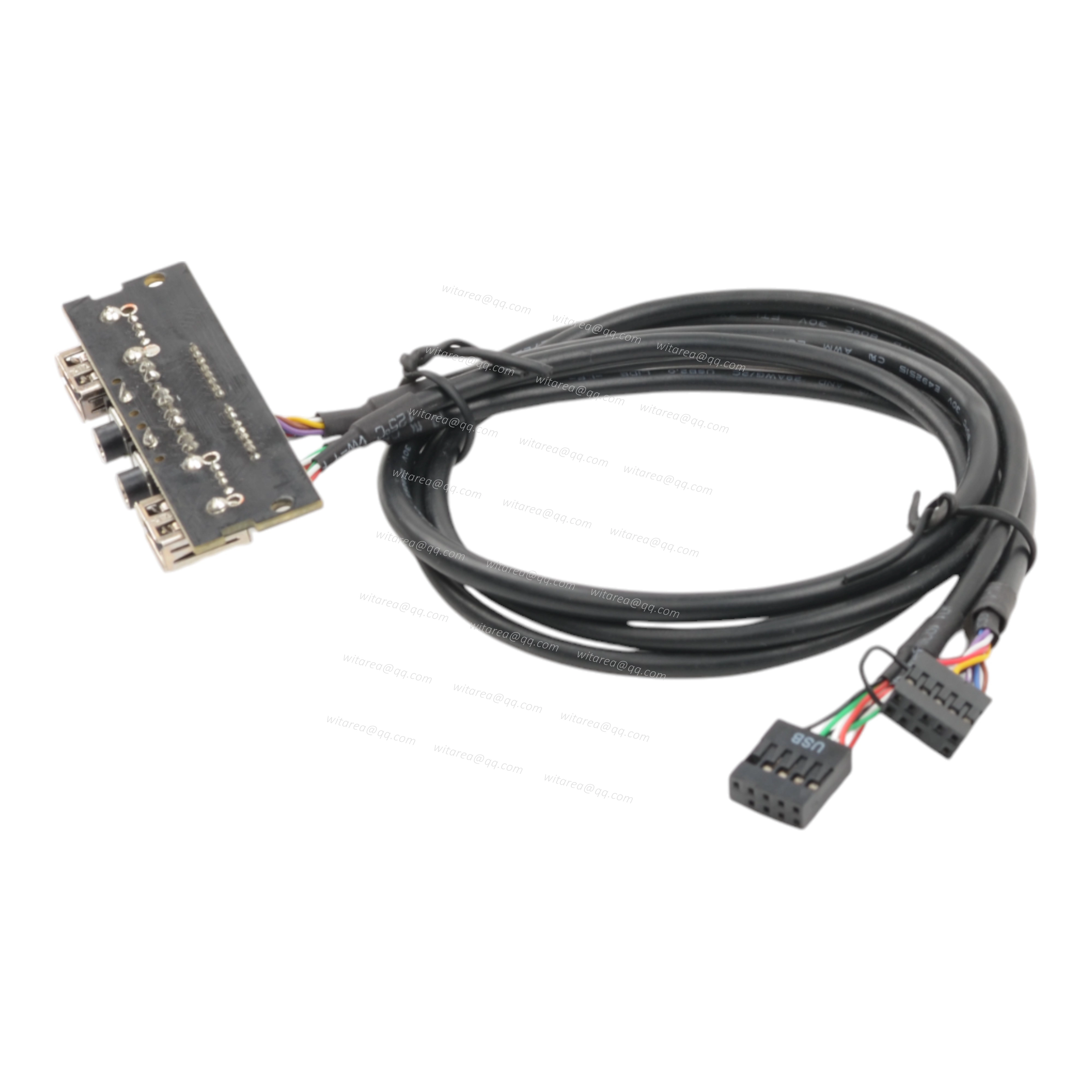 Dual USB 2.0 AF & Dual Audio Plug PC Front Panel I/O Cable Assembly