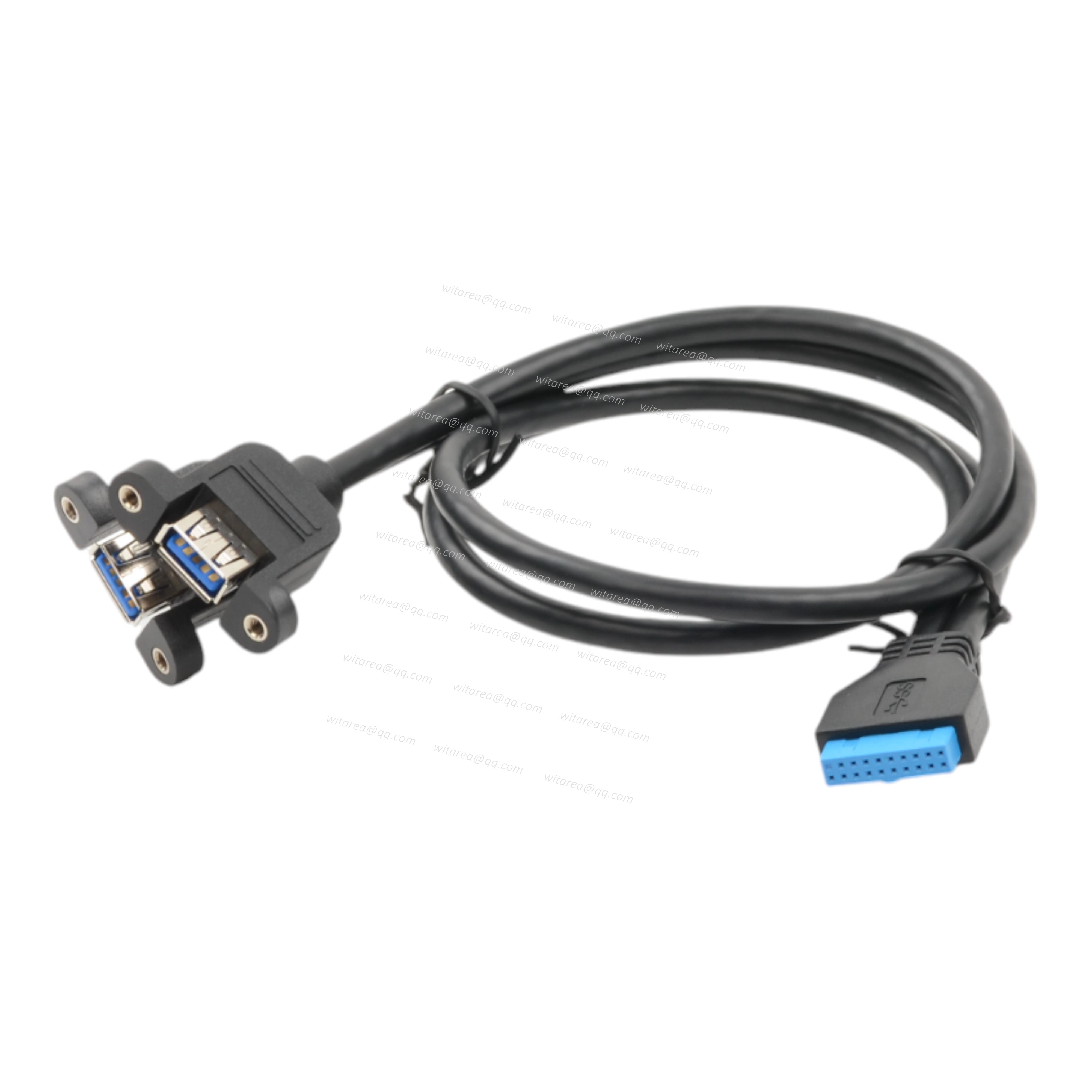 Panel Mount Dual Ports USB 3.0 A Female To 20 Pin Motherboard Header Cable