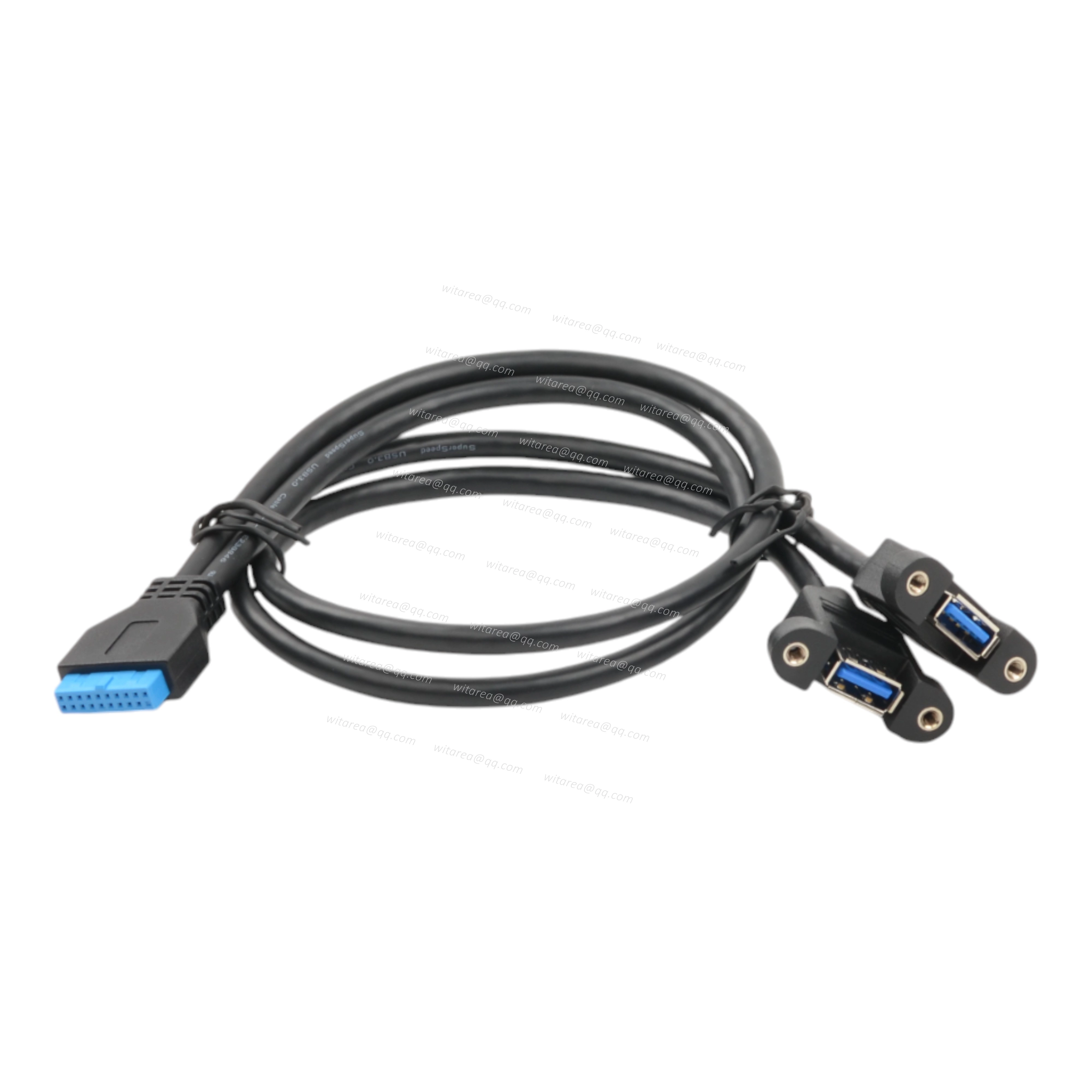 Panel Mount Dual Ports USB 3.0 A Female To 20 Pin Motherboard Header Cable