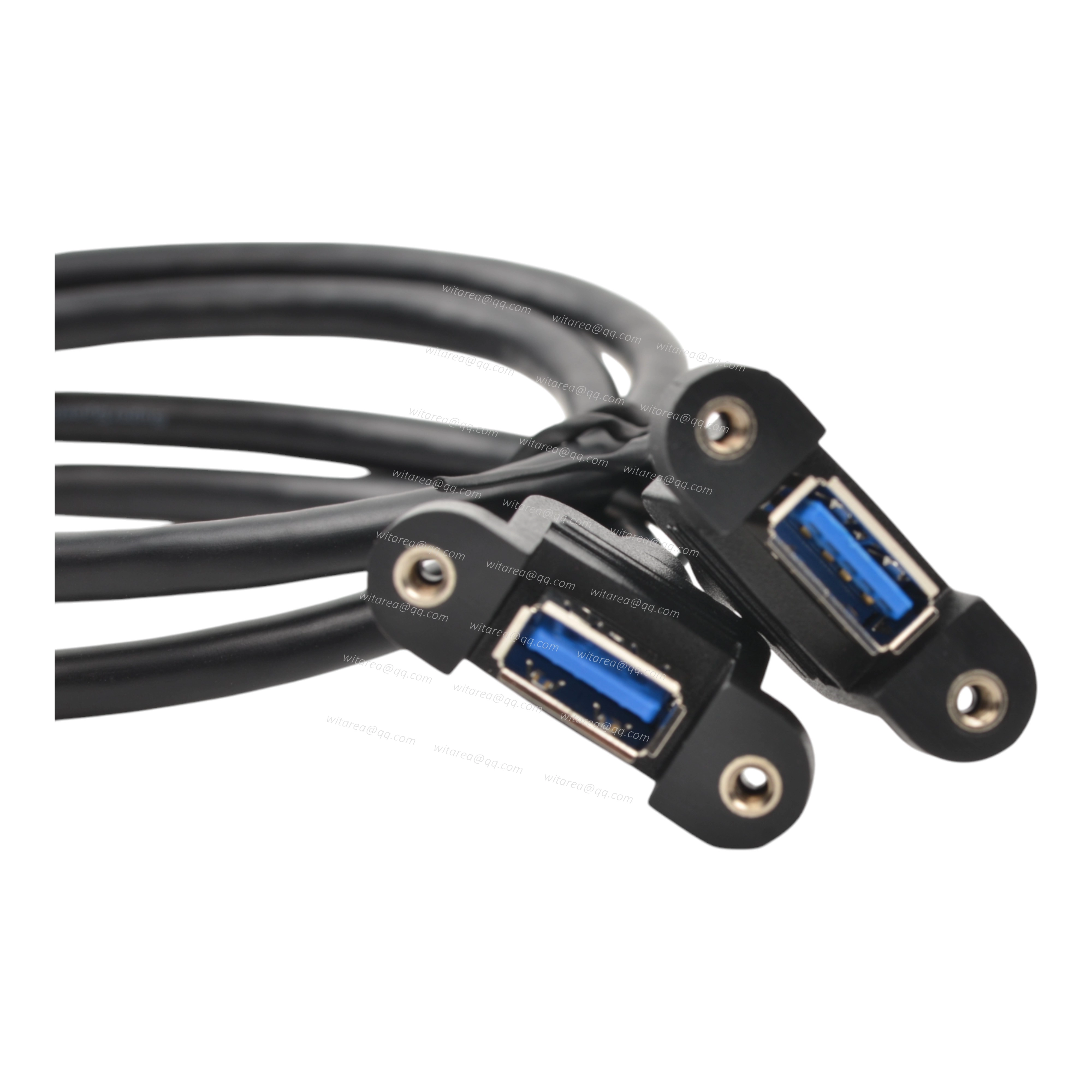Panel Mount Dual Ports USB 3.0 A Female To 20 Pin Motherboard Header Cable