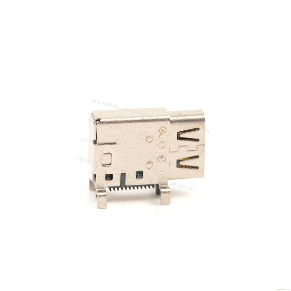 USB4 TYPE C 24P Receptacle Flag mount,SMT,CH=5.06 Solder peg 1.7mm