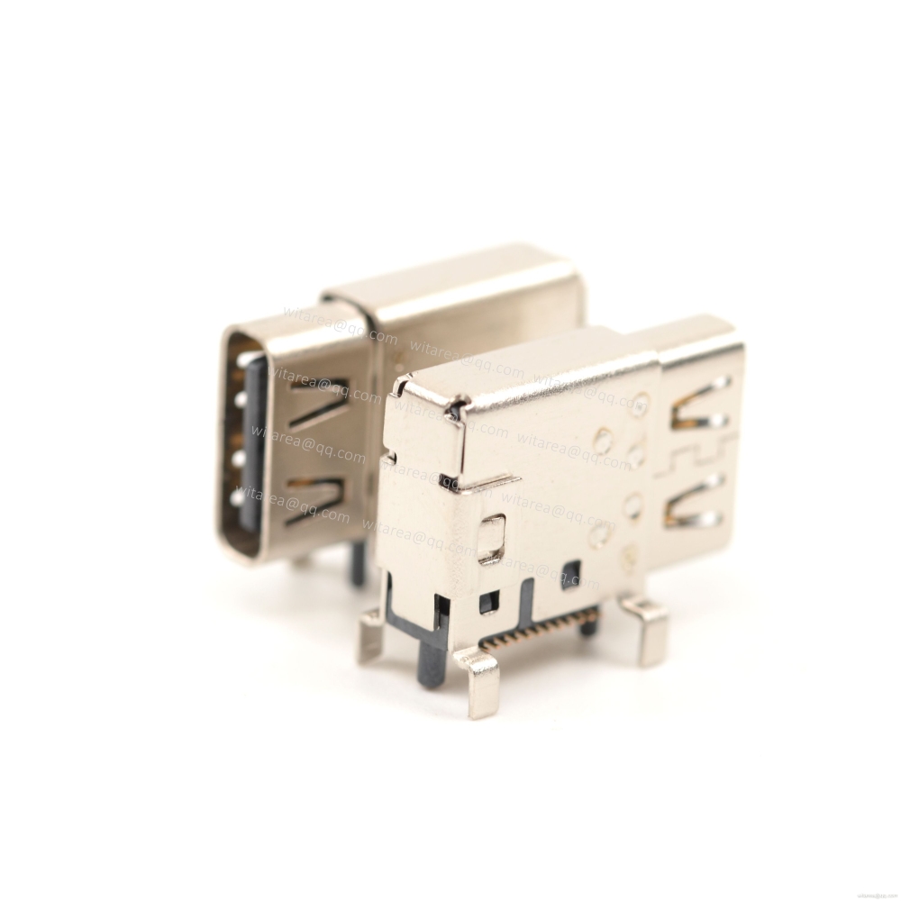 USB4 TYPE C 24P Receptacle Flag mount,SMT,CH=5.06 Solder peg 1.7mm