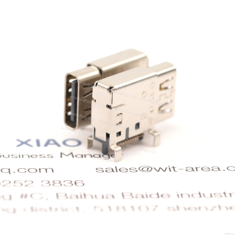 USB4 TYPE C 24P Receptacle Flag mount,SMT,CH=5.06 Solder peg 1.7mm