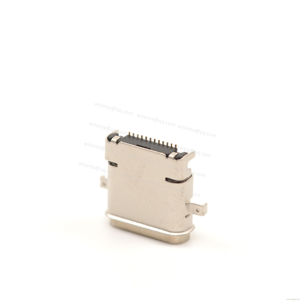 USB4/3.1/3.2 TYPE C 24P DIP+SMT hybrid waterproof receptacle CH=0.3mm,L=9.65mm