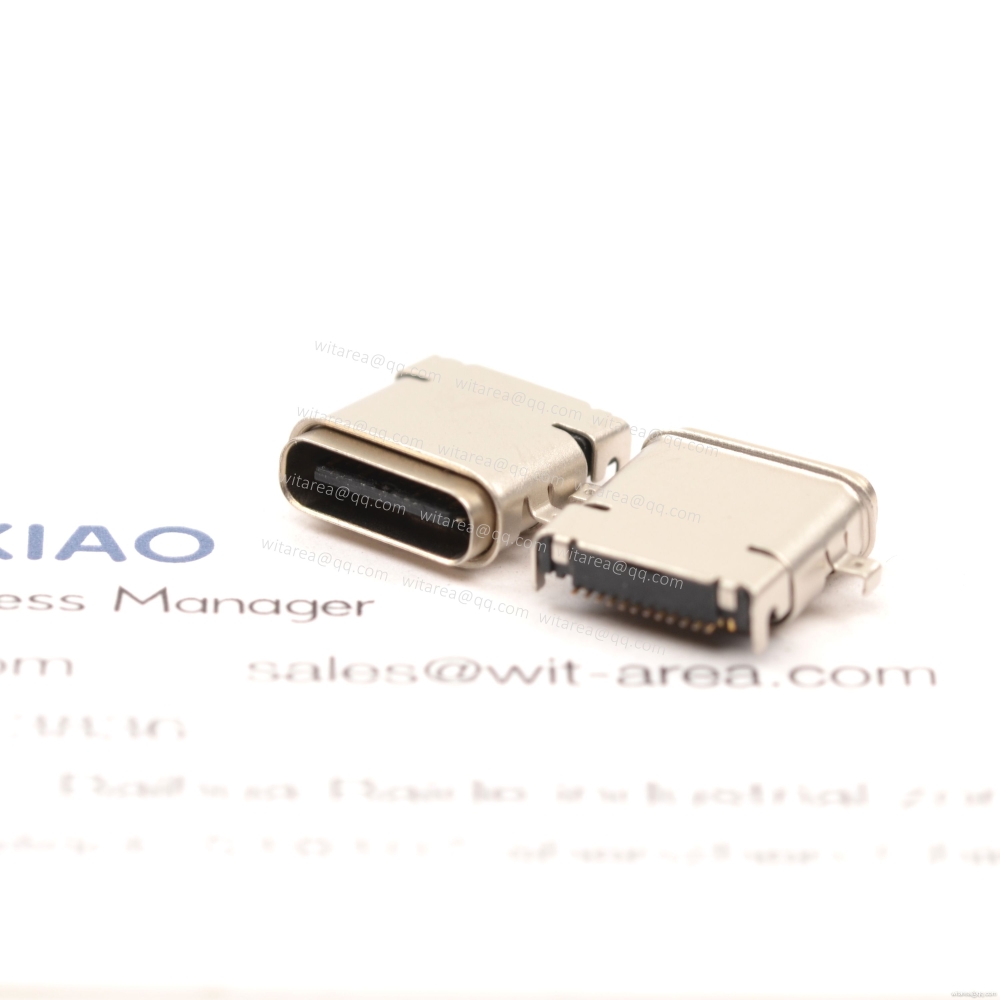 USB4/3.1/3.2 TYPE C 24P DIP+SMT hybrid waterproof receptacle CH=0.3mm,L=9.65mm