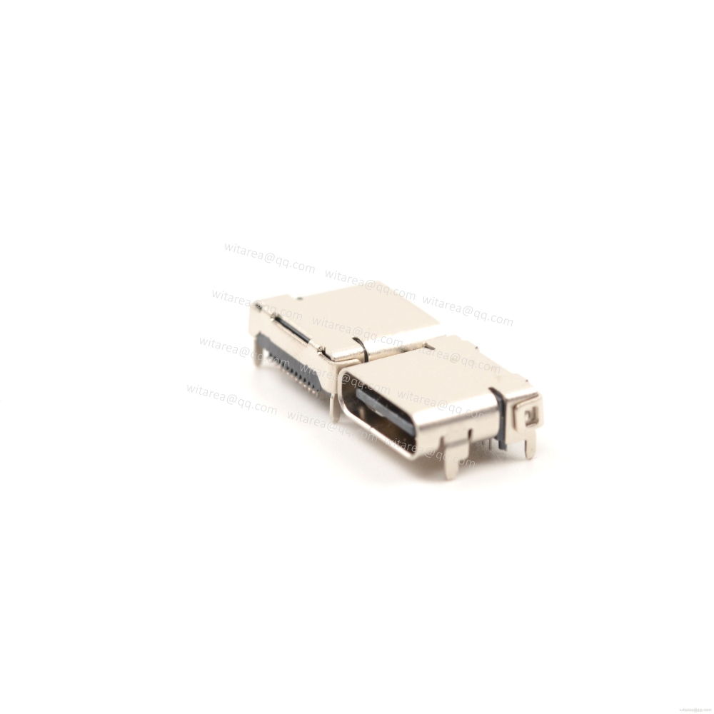 USB3.1 TYPE C 24P TOP-MOUNT DIP+SMT RECEPTACLE,CH=1.75MM,L=8.65MM