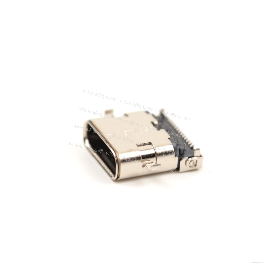 USB3.1 TYPE C 24P MID-MOUNT DIP+SMT RECEPTACLE WITH BRACKET CH=0.32MM,L=9.95MM
