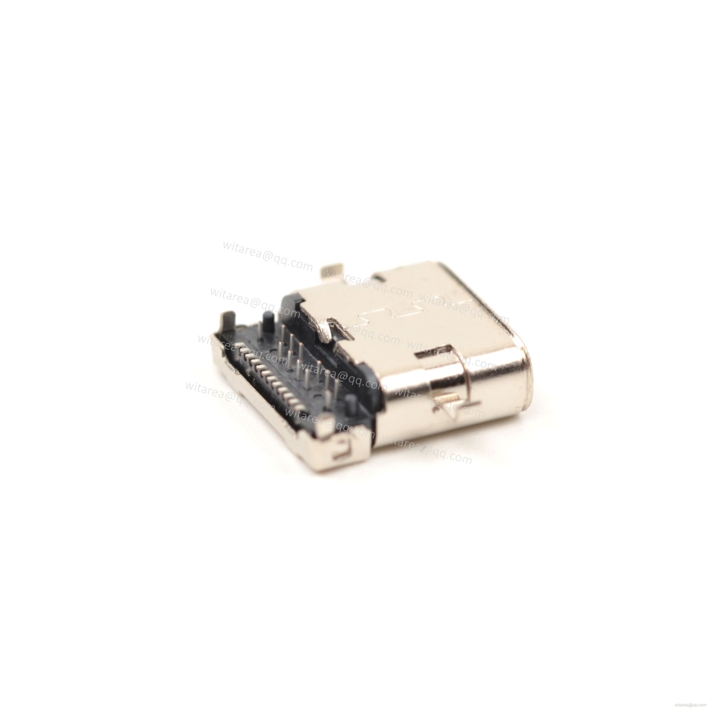 USB3.1 TYPE C 24P MID-MOUNT DIP+SMT RECEPTACLE WITH BRACKET CH=0.32MM,L=9.95MM