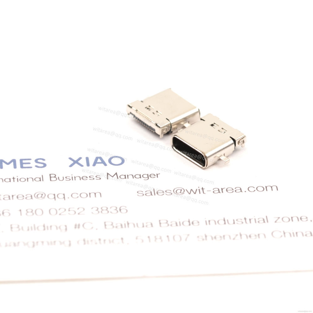 USB3.1 TYPE C 24P MID-MOUNT DIP+SMT RECEPTACLE WITH BRACKET CH=0.32MM,L=9.95MM