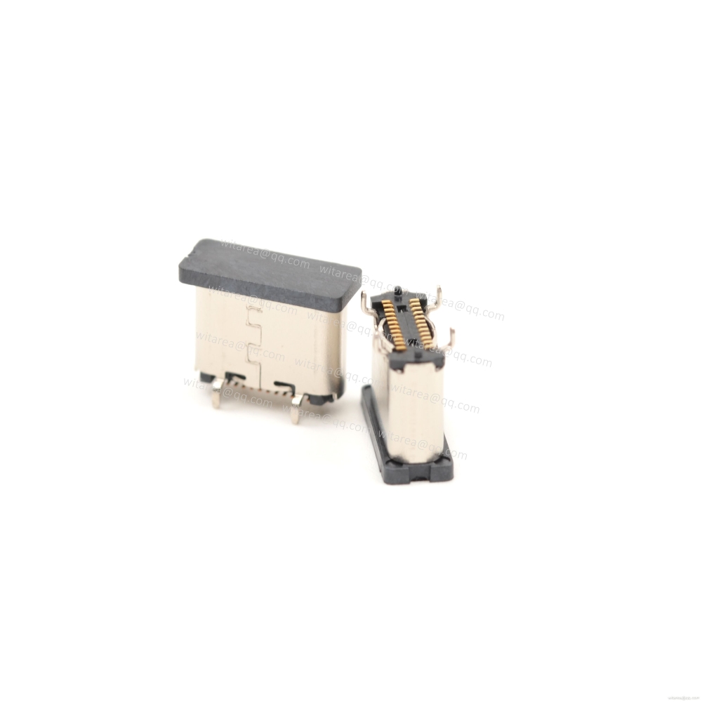 USB3.1 TYPE C 24P VERTICAL-MOUNT DUAL-ROW SMT RECEPTACLE ,H=6.5MM,L=6.5MM