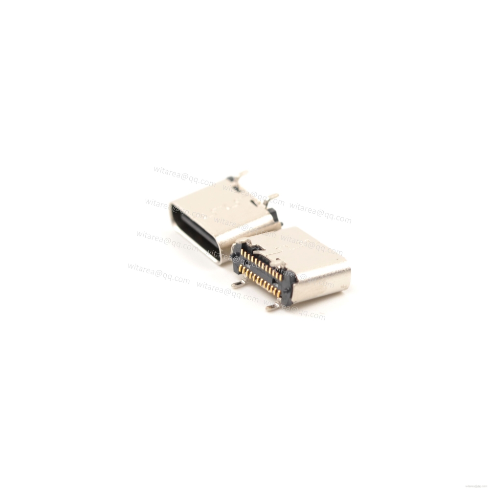 USB3.1 TYPE C 24P VERTICAL-MOUNT DUAL-ROW SMT RECEPTACLE ,H=6.5MM,L=6.5MM