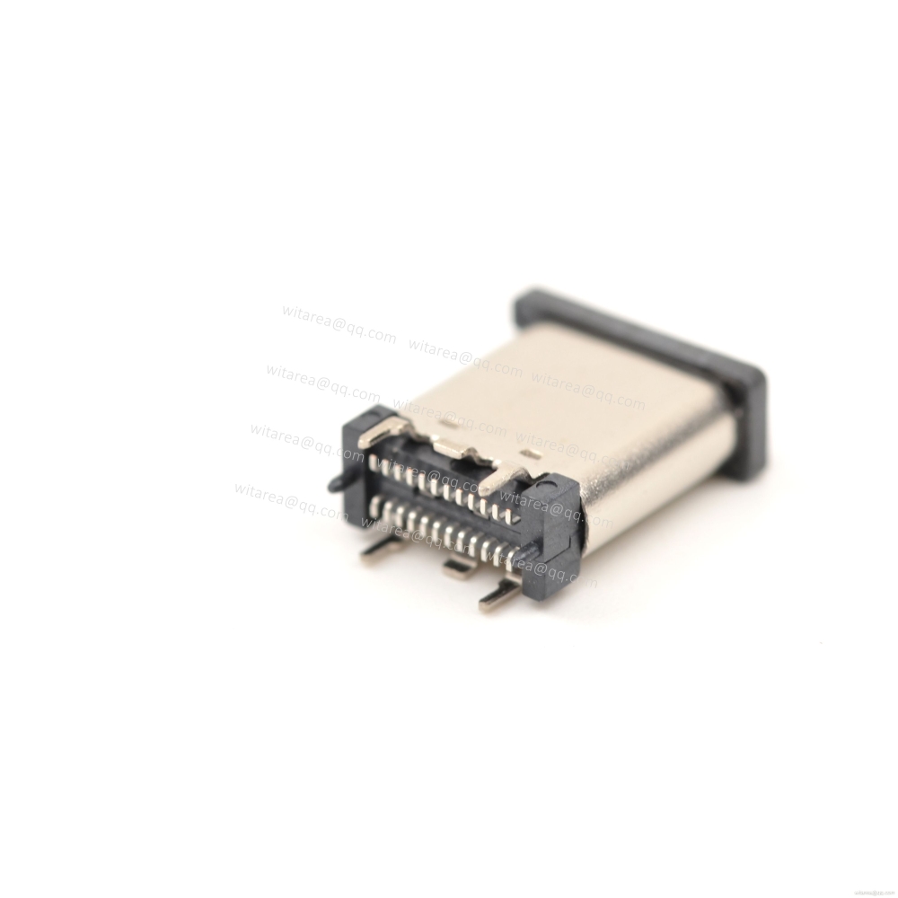 USB3.1 TYPE C 24P VERTICAL-MOUNT DUAL-ROW SMT RECEPTACLE ,H=10MM,L=10MM