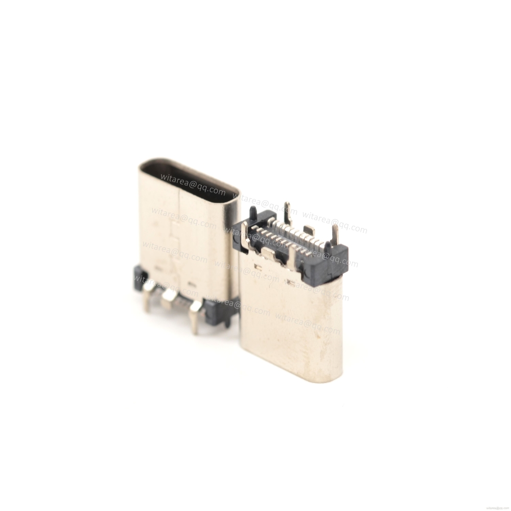 USB3.1 TYPE C 24P VERTICAL-MOUNT DUAL-ROW SMT RECEPTACLE ,H=10MM,L=10MM