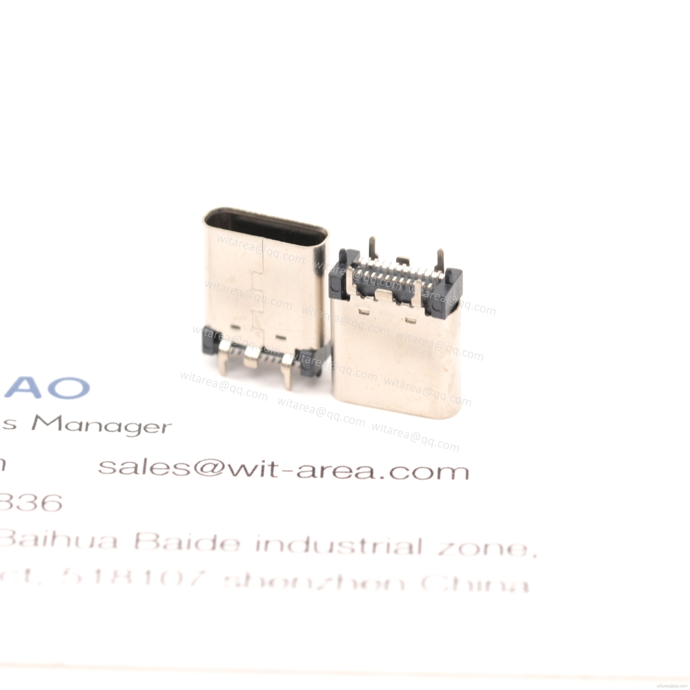 USB3.1 TYPE C 24P VERTICAL-MOUNT DUAL-ROW SMT RECEPTACLE ,H=10MM,L=10MM