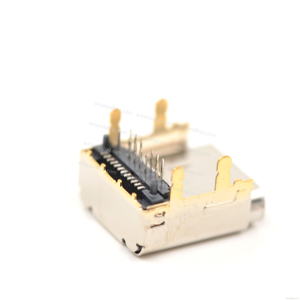 USB3.1 TYPE C 24P TOP-MOUNT DIP+SMT RECEPTACLE WITH BRACKET ,CH=3.4MM,L=11.1MM