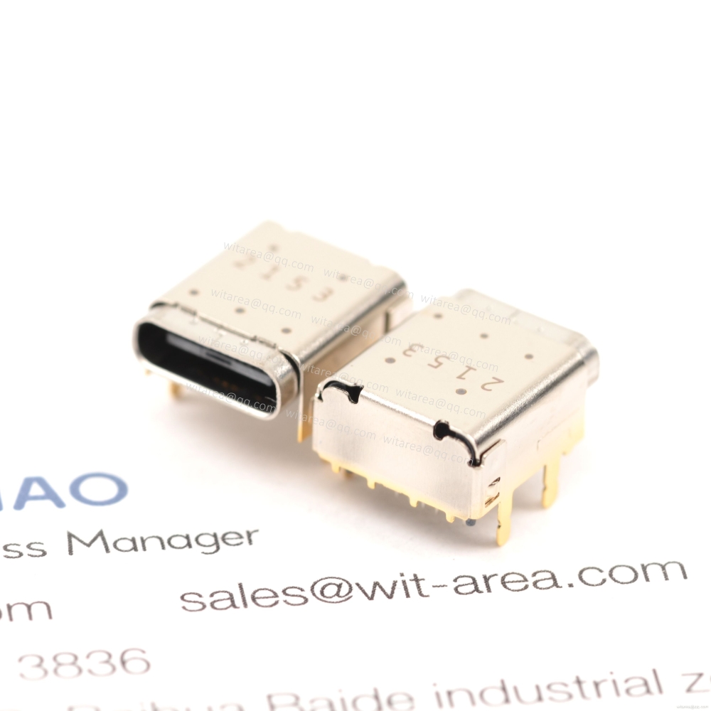 USB3.1 TYPE C 24P TOP-MOUNT DIP+SMT RECEPTACLE WITH BRACKET ,CH=3.4MM,L=11.1MM