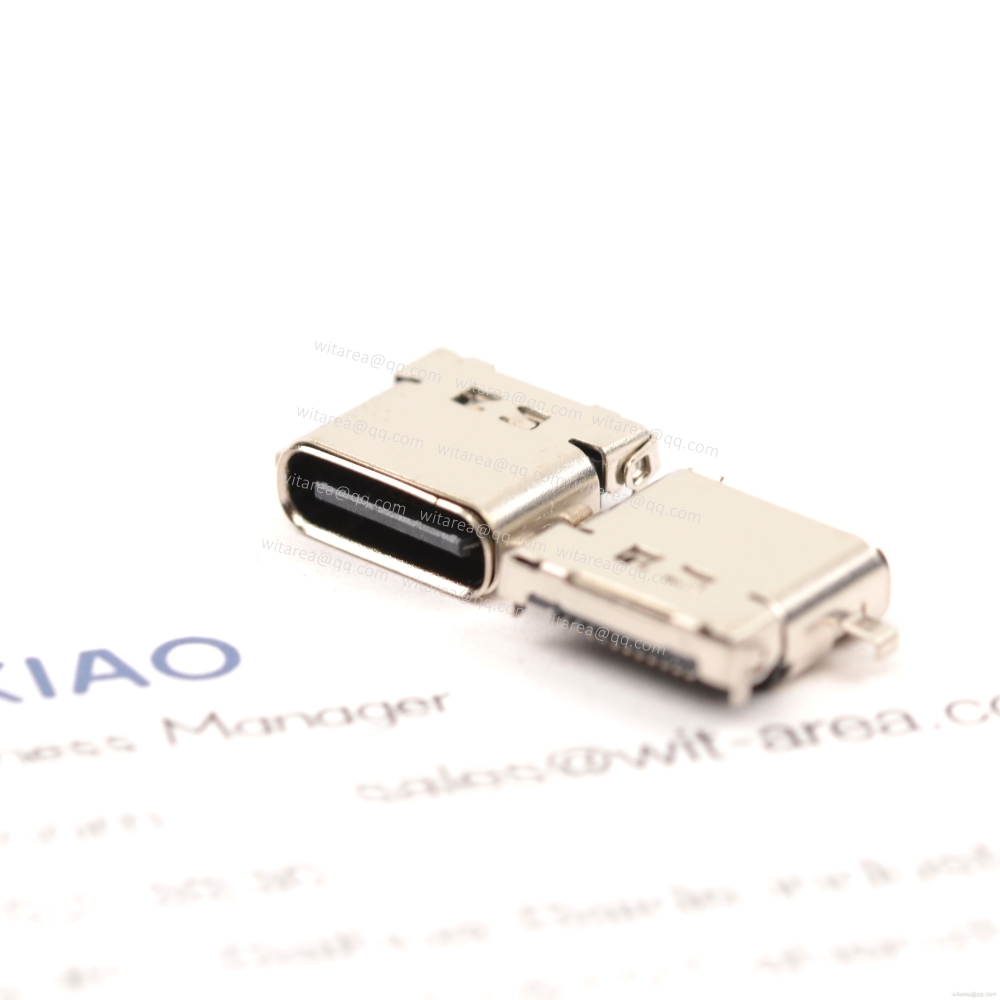 USB3.1 TYPE C 24P MID-MOUNT DIP+SMT RECEPTACLE WITH BRACKET CH=0.32MM,L=8.6MM