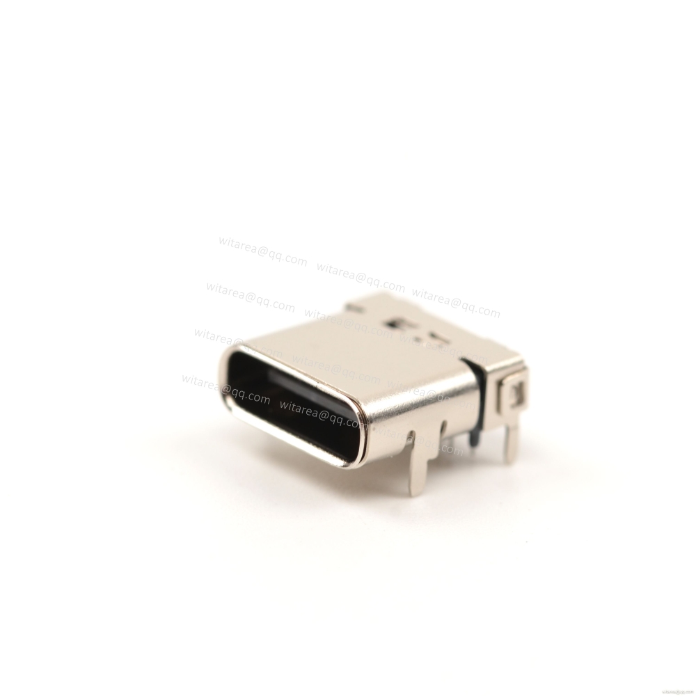 USB3.1 TYPE C 24P TOP-MOUNT DIP+SMT RECEPTACLE WITH BRACKET CH=1.75MM,L=10MM