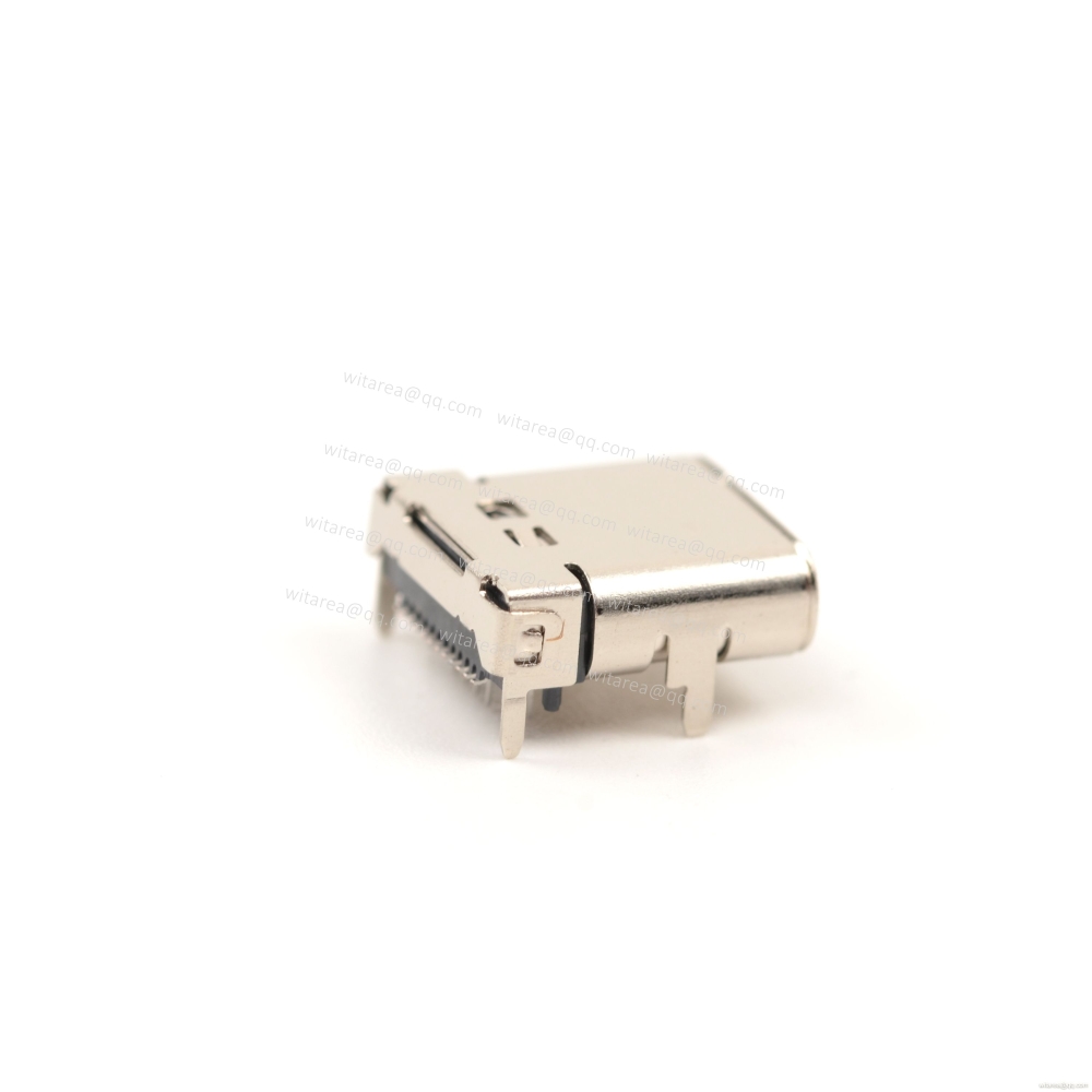 USB3.1 TYPE C 24P TOP-MOUNT DIP+SMT RECEPTACLE WITH BRACKET CH=1.75MM,L=10MM