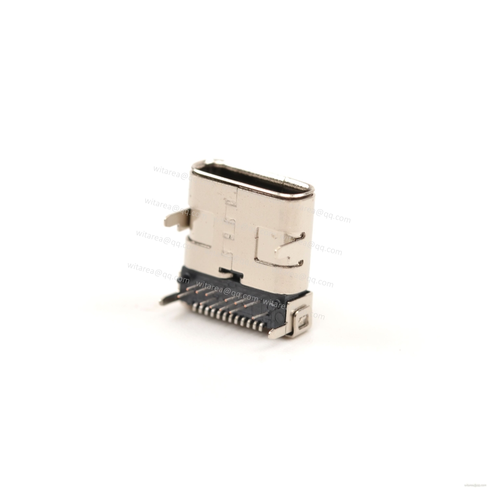 USB3.1 TYPE C 24P TOP-MOUNT DIP+SMT RECEPTACLE WITH BRACKET CH=1.75MM,L=10MM