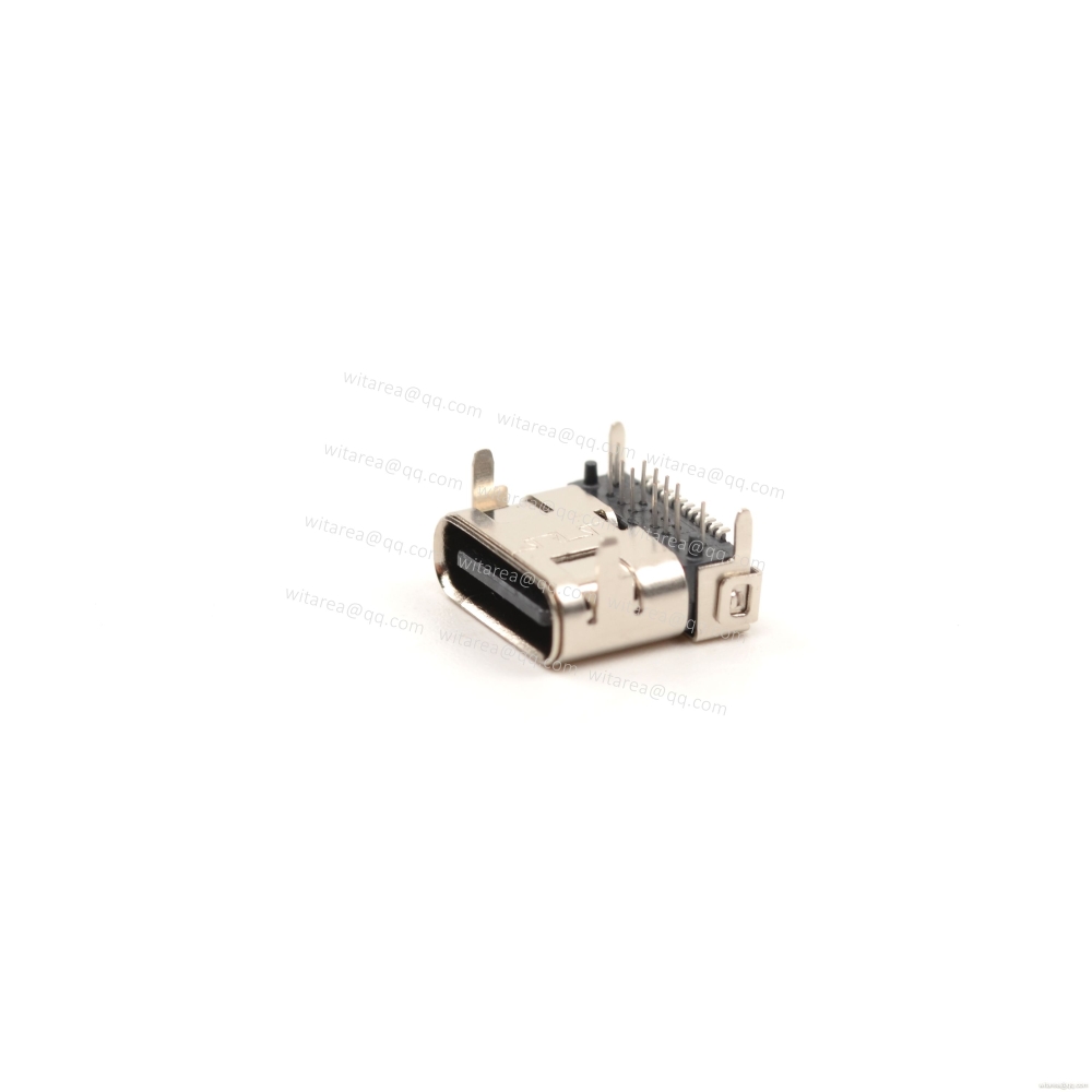 USB3.1 TYPE C 24P TOP-MOUNT DIP+SMT RECEPTACLE WITH BRACKET CH=1.75MM,L=8.65MM