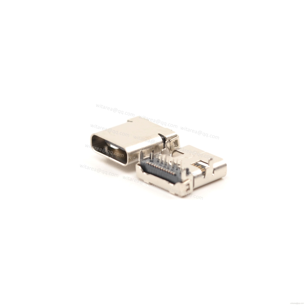 USB3.1 TYPE C 24P TOP-MOUNT DIP+SMT RECEPTACLE,CH=1.75MM,L=10MM