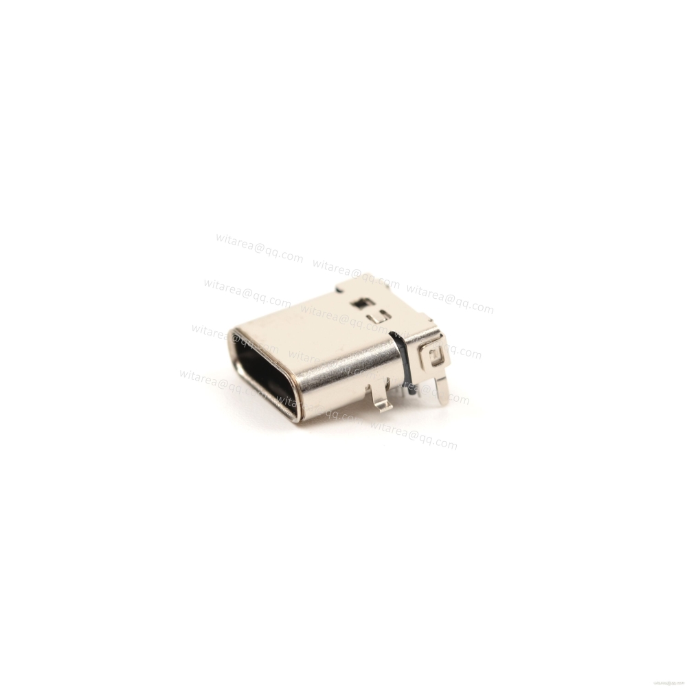 USB3.1 TYPE C 24P TOP-MOUNT DIP+SMT RECEPTACLE WITH BRACKET CH=1.75MM,L=10MM