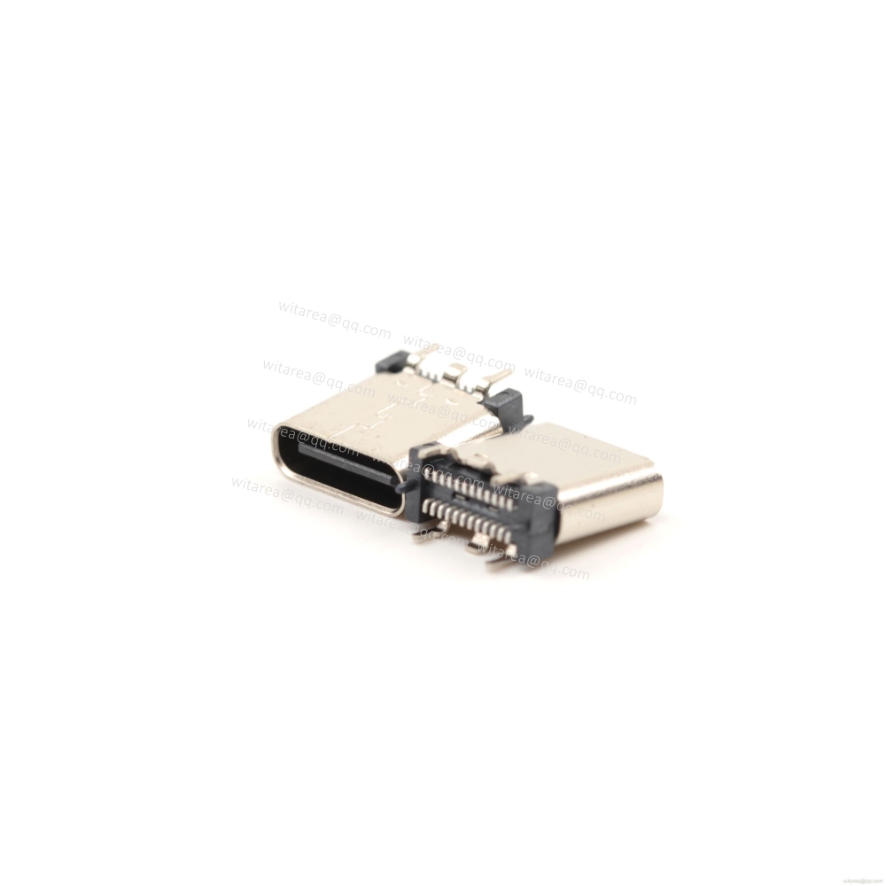 USB3.1 TYPE C 24P VERTICAL-MOUNT DUAL-ROW SMT RECEPTACLE ,H=9.25MM,L=9.25MM