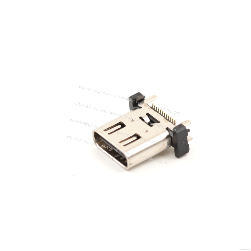 USB3.1 TYPE C 24P VERTICAL-MOUNT DUAL-ROW SMT RECEPTACLE WITH SPRING ,H=10MM,L=10MM