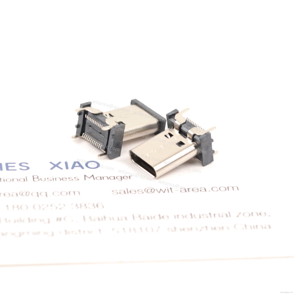 USB3.1 TYPE C 24P VERTICAL-MOUNT DUAL-ROW SMT RECEPTACLE ,H=13.5MM,L=13.5MM