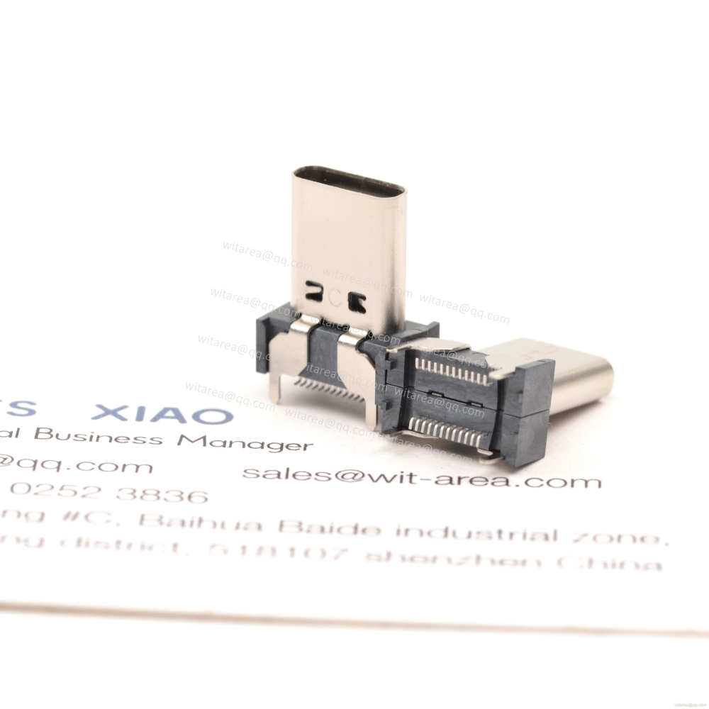 USB3.1 TYPE C 24P VERTICAL-MOUNT DUAL-ROW SMT RECEPTACLE ,H=15MM,L=15MM
