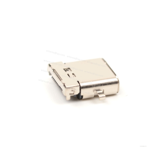 USB3.1 TYPE C 24P MID-MOUNT DIP+SMT RECEPTACLE WITH BRACKET CH=0.32MM,L=9.95MM