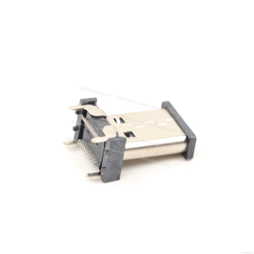 USB3.1 TYPE C 24P VERTICAL-MOUNT DUAL-ROW SMT RECEPTACLE ,H=13.5MM,L=13.5MM